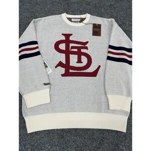 St. Louis Cardinals Men's XL Mitchell & Ness Cream Retro Pullover Knit Sweater